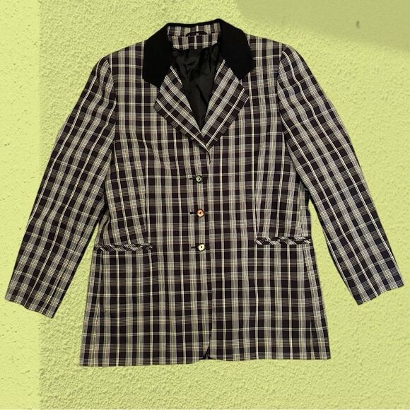 Vintage plaid wool blazer - Picture 6 of 12